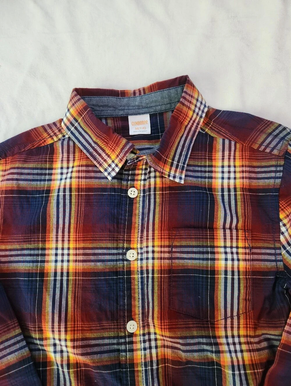 Gymboree Orange and Navy Plaid Long-Sleeve Button-Down Shirt